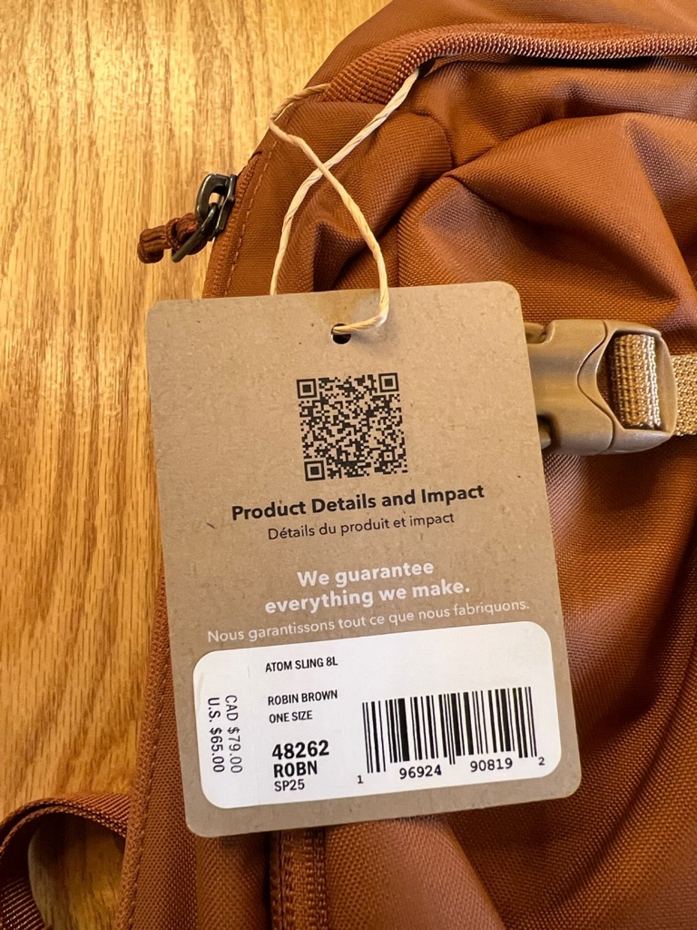 NWT Patagonia Atom Sling Bag- Robin Brown - Picture 2 of 3